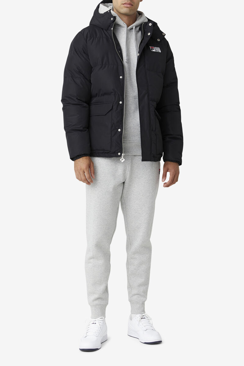 Men's Fila Otler Puffer Jacket Jackets Black | gpiMlsQjHgU