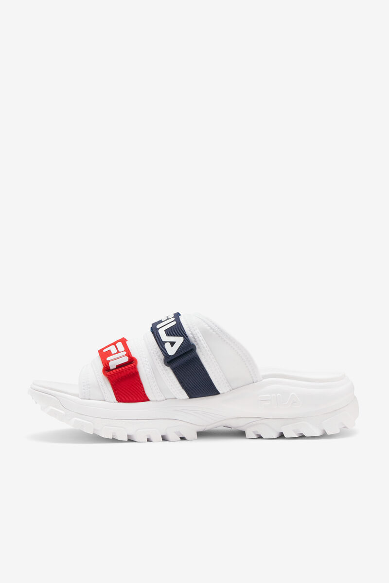 Men's Fila Outdoor Slide Slides White / Navy / Red | O3MjBpiF3bz