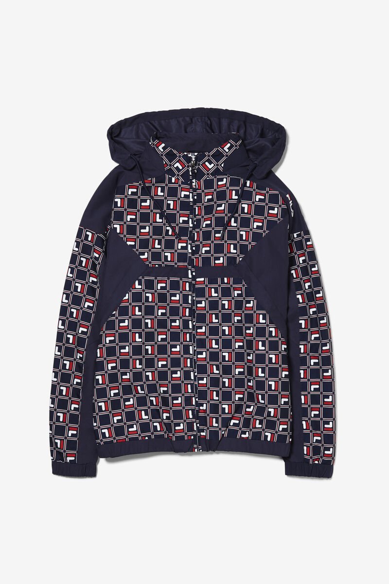 Men's Fila Paride Windbreaker Jackets Navy / Red / White | 3IiXTZAcCOE