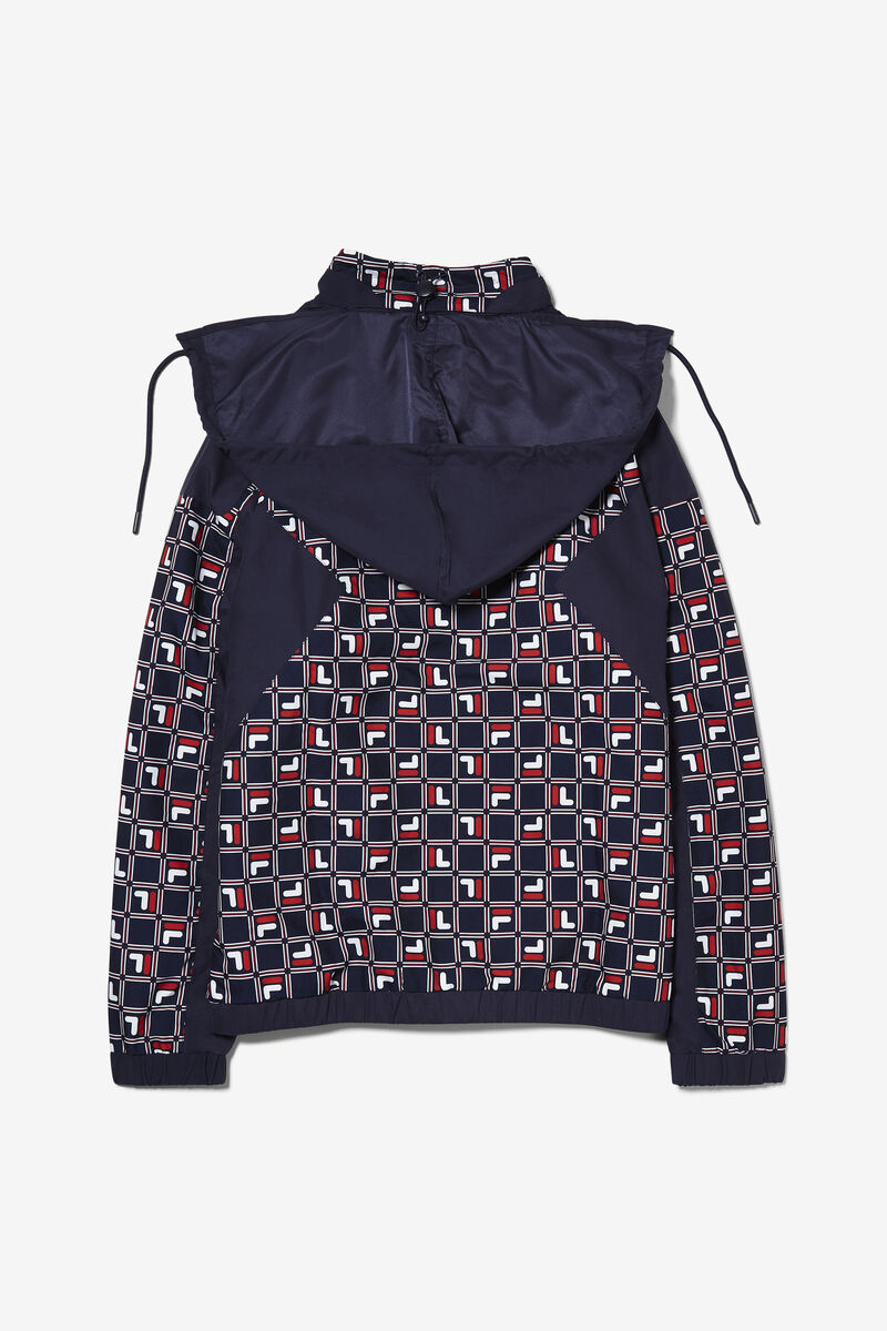 Men's Fila Paride Windbreaker Jackets Navy / Red / White | 3IiXTZAcCOE