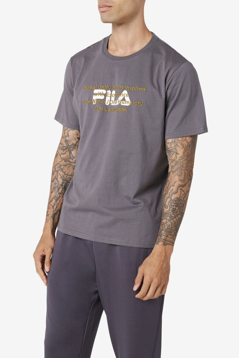 Men's Fila Pepacton T Shirts Purple | HQNRwDAEWFx
