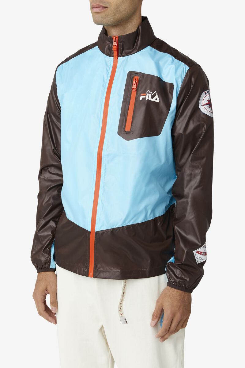 Men's Fila Pinnacle Jacket Jackets Blue / Orange | QJJ6My5gbU9