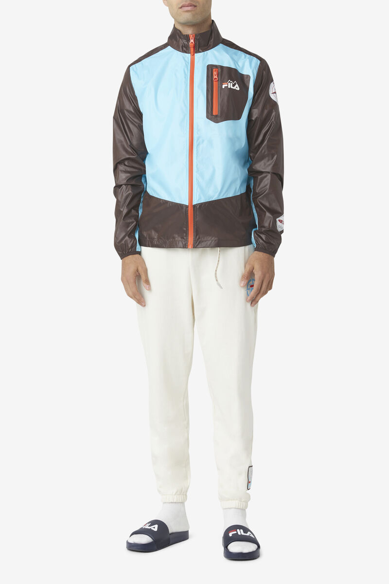 Men's Fila Pinnacle Jacket Jackets Blue / Orange | QJJ6My5gbU9