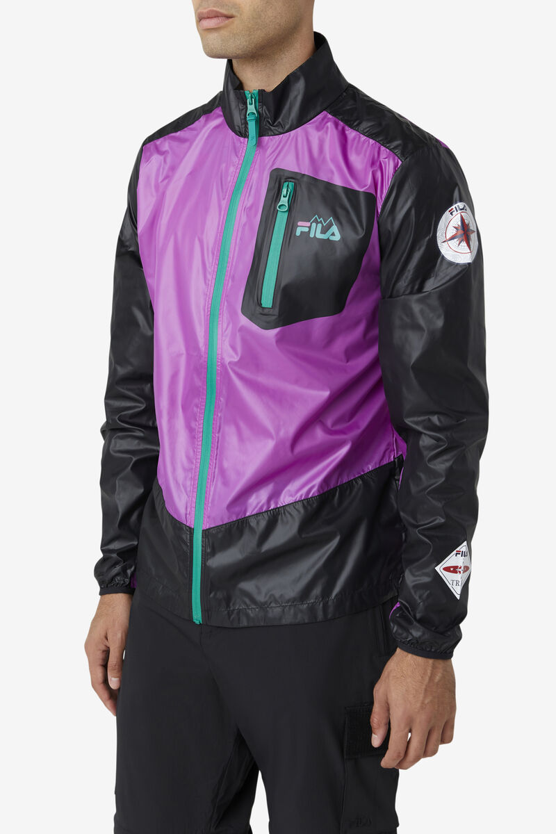 Men's Fila Pinnacle Jacket Jackets Purple / Black / Green | 4Hjc7zCcltr