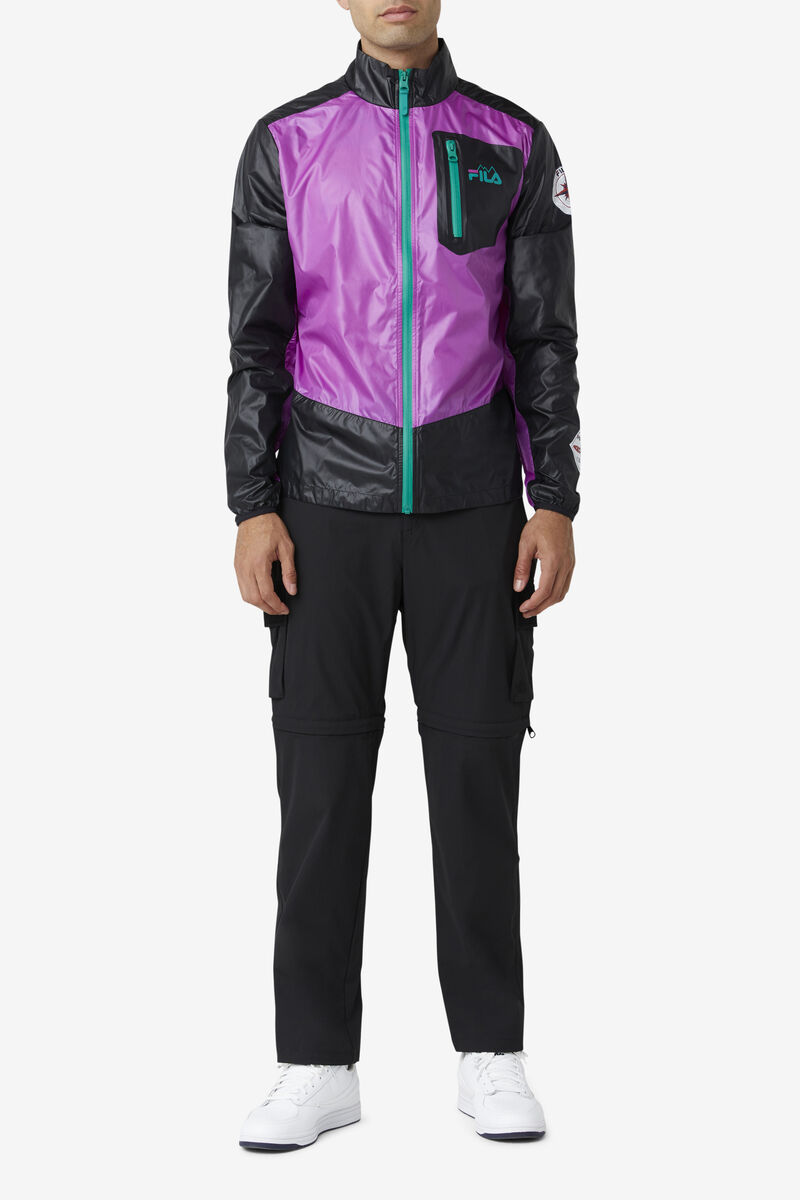 Men's Fila Pinnacle Jacket Jackets Purple / Black / Green | 4Hjc7zCcltr