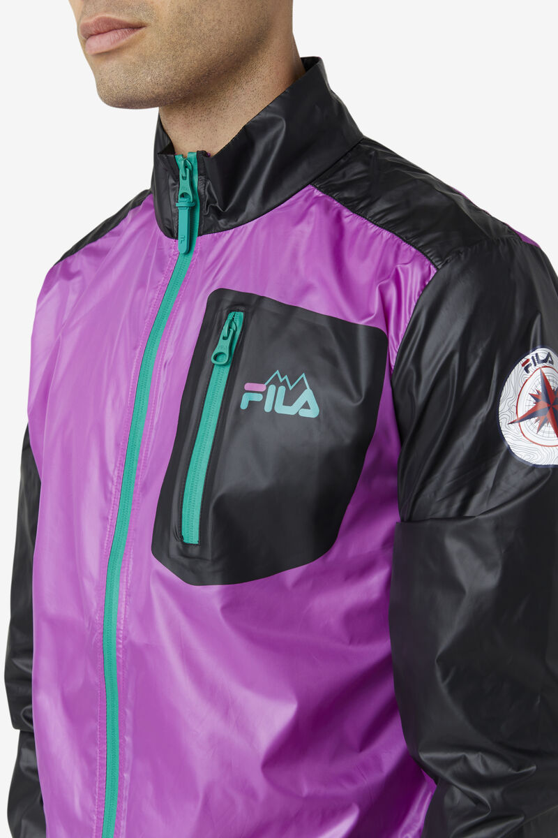 Men's Fila Pinnacle Jacket Jackets Purple / Black / Green | 4Hjc7zCcltr