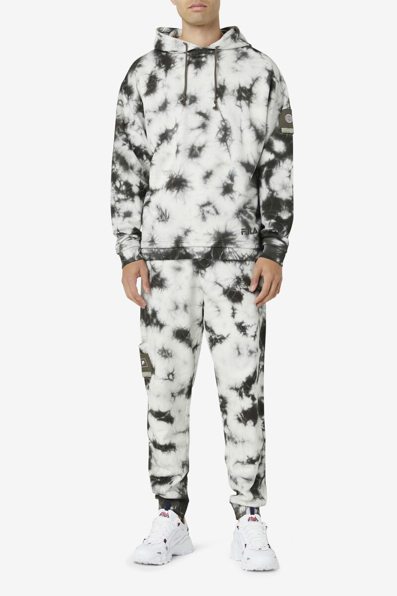 Men's Fila Plantsy Layered Hoodie Hoodies Black / White | 562pD85GVGa