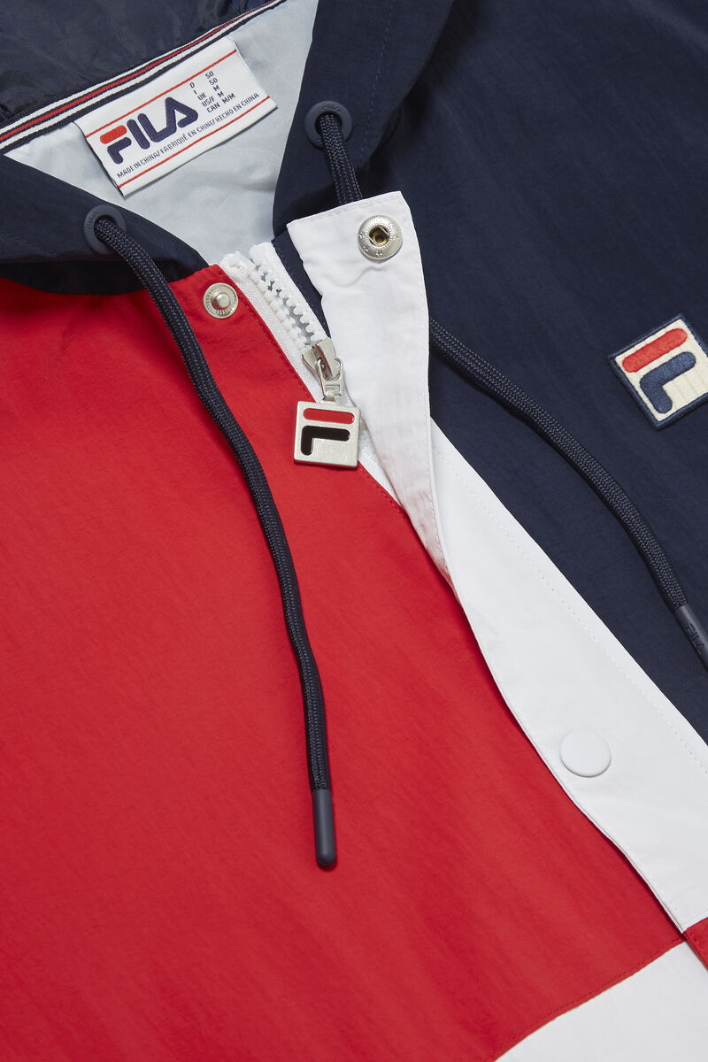 Men's Fila Prentice Wind Jacket Jackets Navy / White / Red | HPNcGAKiFST