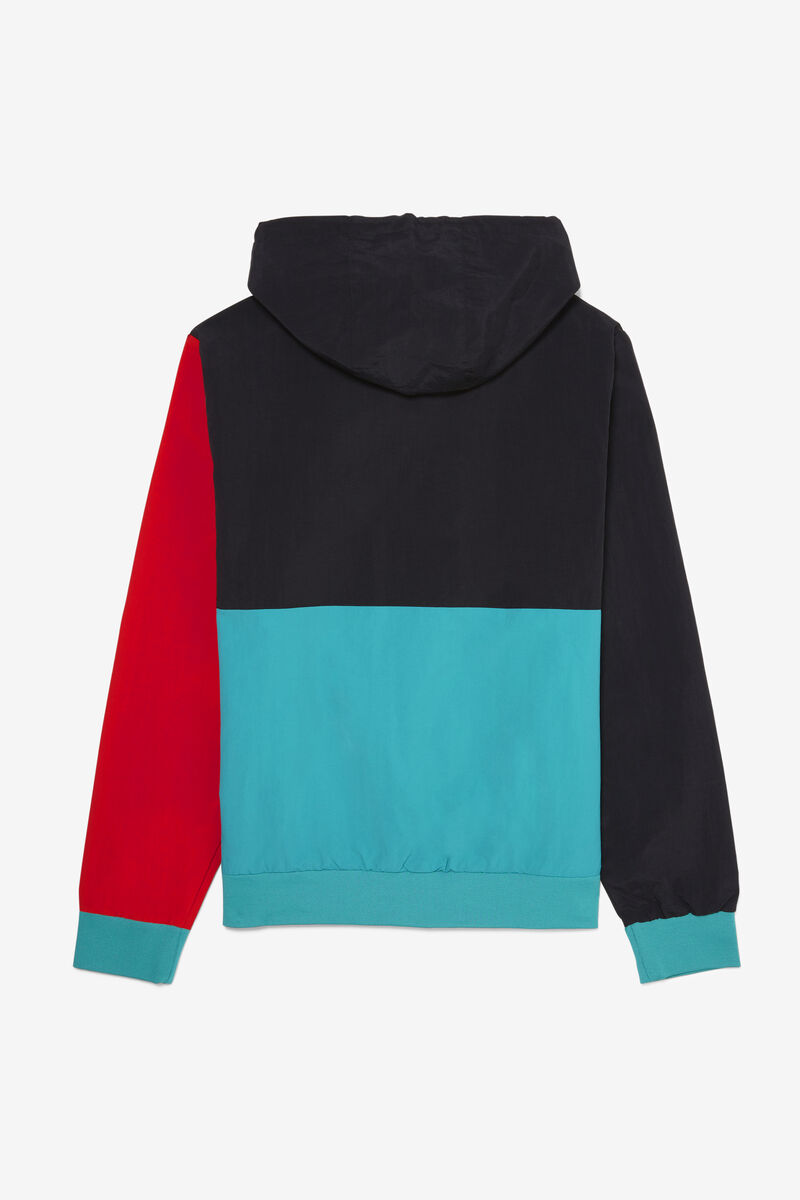 Men's Fila Prentice Wind Jacket Jackets Black / Red | S3QXnsBUohg