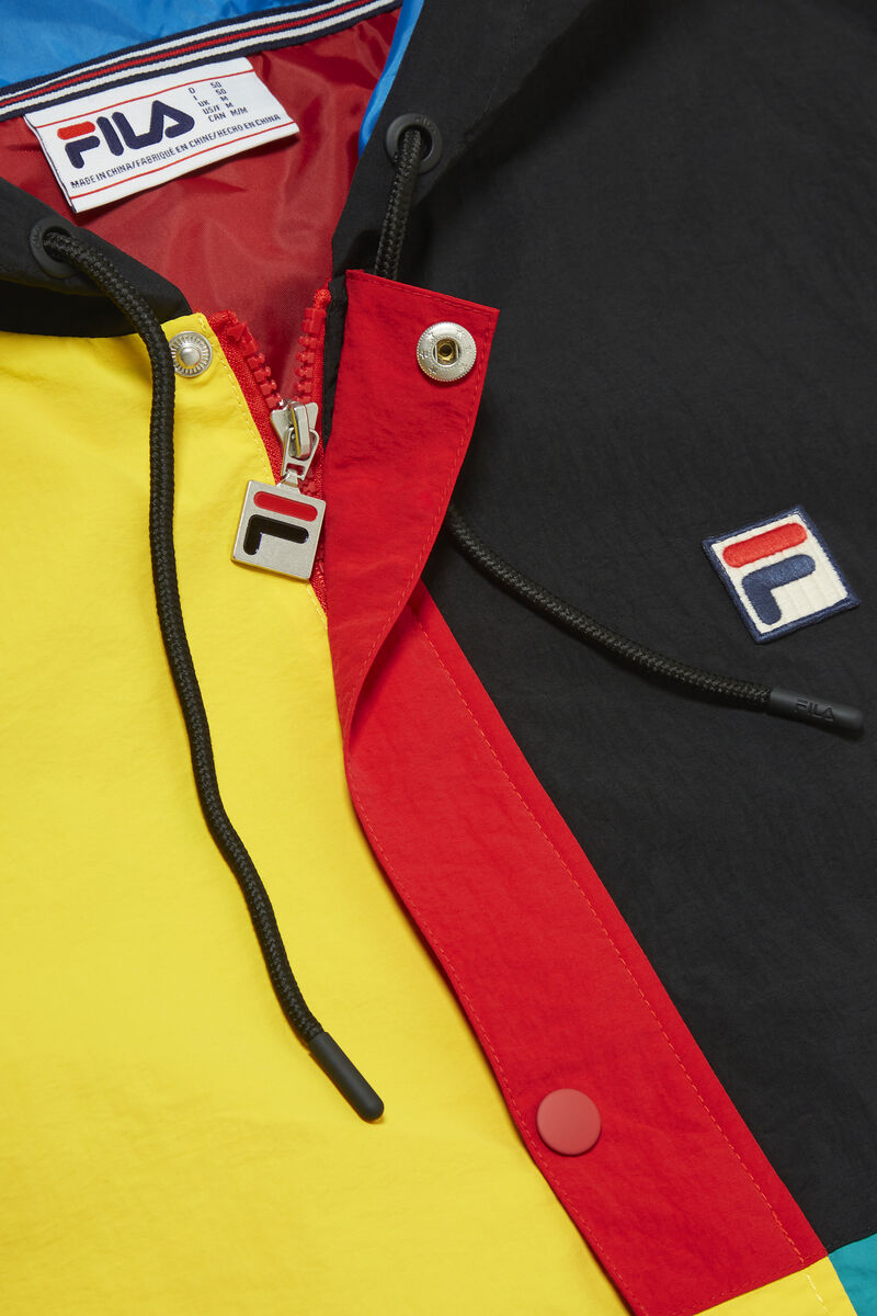 Men's Fila Prentice Wind Jacket Jackets Black / Red | S3QXnsBUohg