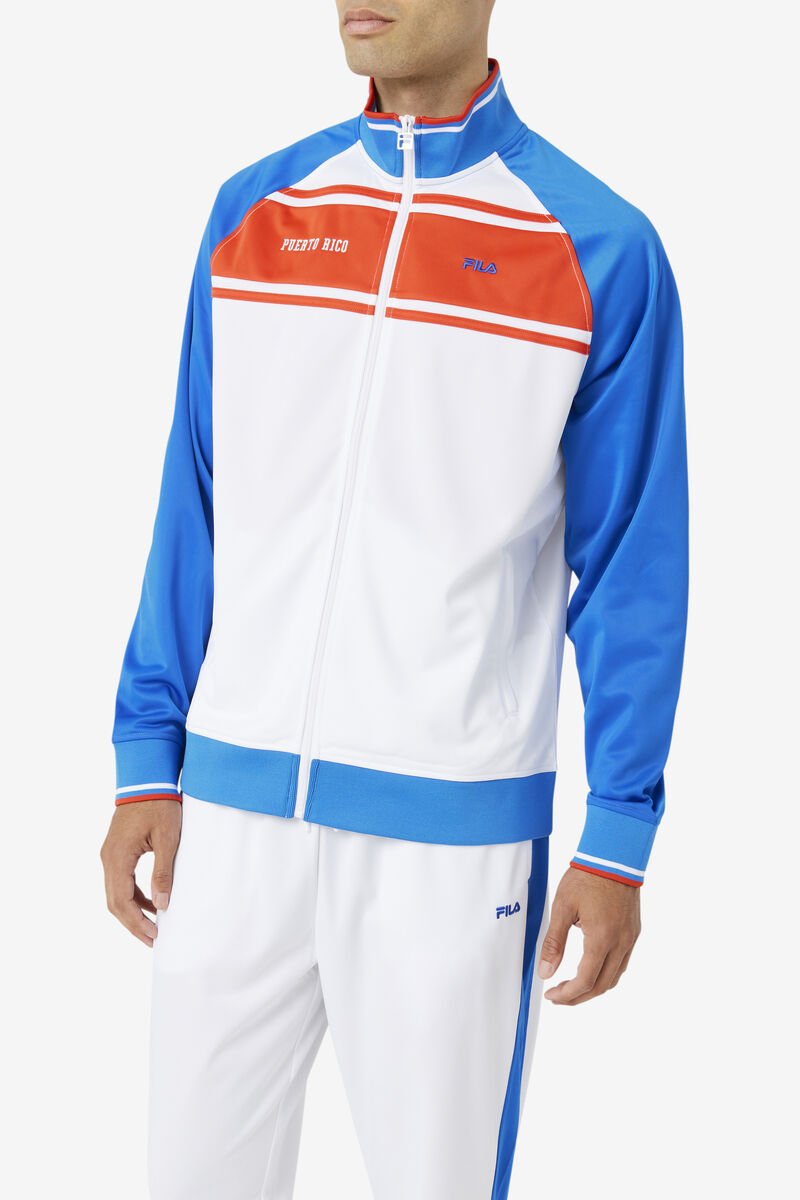 Men's Fila Puerto Rico Track Jacket Jackets White / Blue / Red | 1rTYYIFCi26