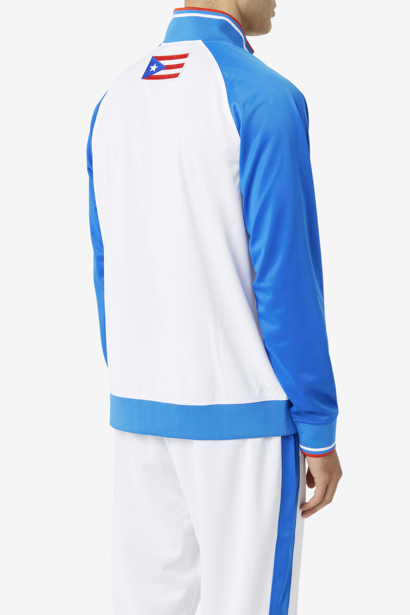 Men's Fila Puerto Rico Track Jacket Jackets White / Blue / Red | 1rTYYIFCi26