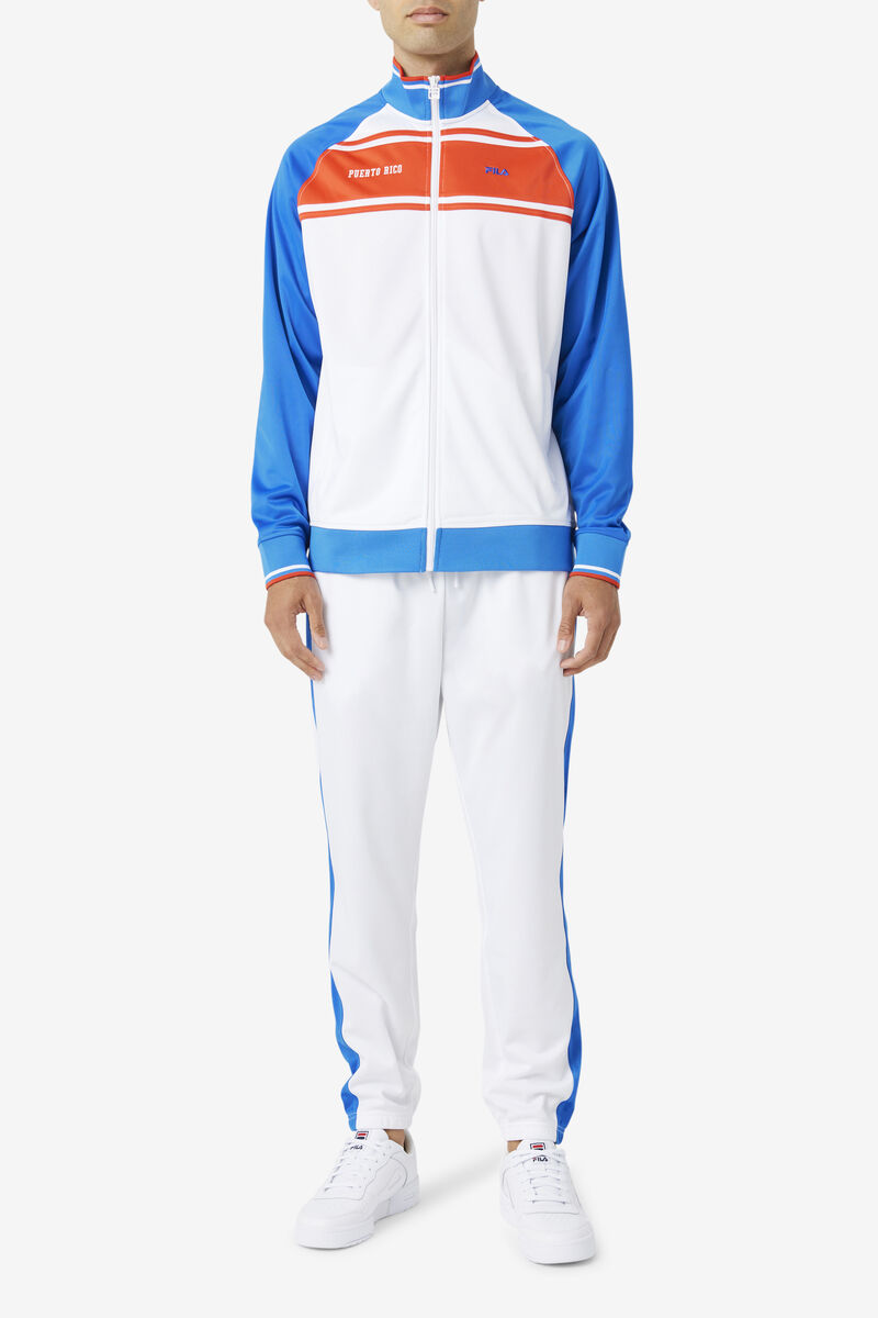 Men's Fila Puerto Rico Track Jacket Jackets White / Blue / Red | 1rTYYIFCi26