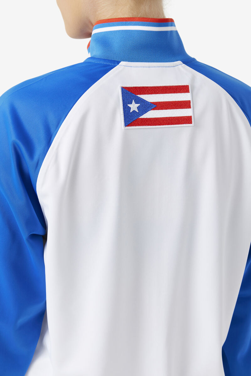 Men's Fila Puerto Rico Track Jacket Jackets White / Blue / Red | 1rTYYIFCi26