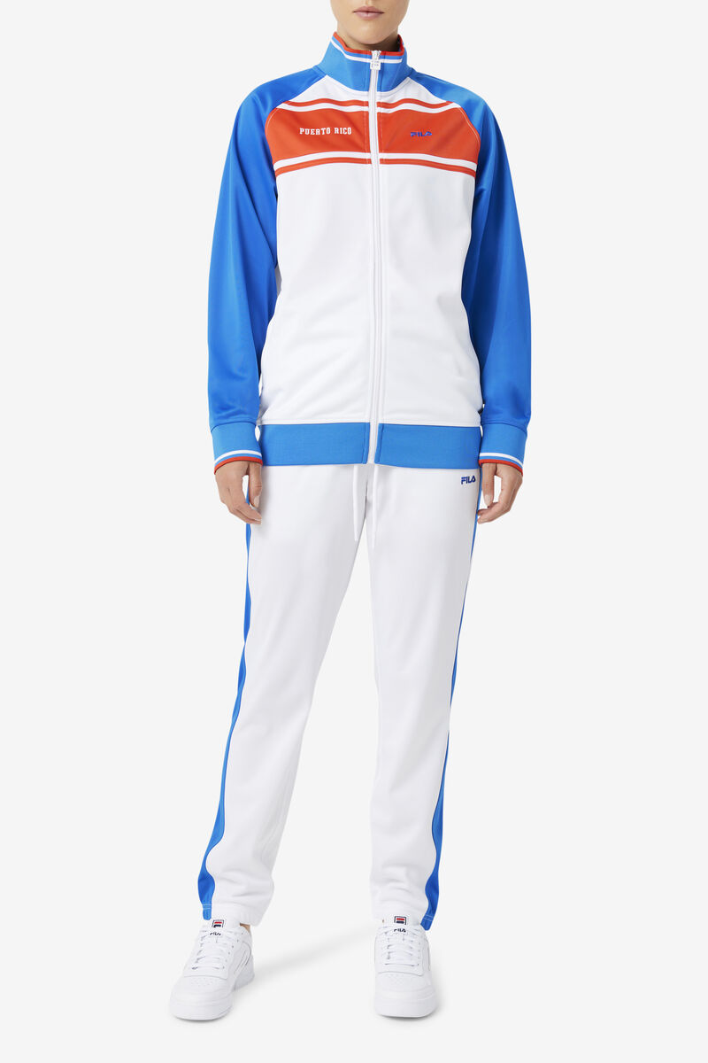Men's Fila Puerto Rico Track Jacket Jackets White / Blue / Red | 1rTYYIFCi26