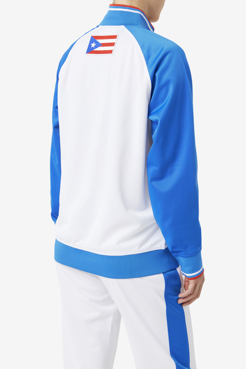 Men's Fila Puerto Rico Track Jacket Jackets White / Blue / Red | 1rTYYIFCi26