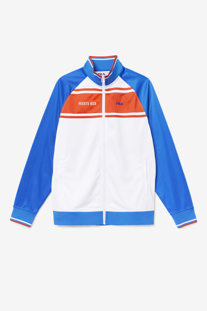 Men\'s Fila Puerto Rico Track Jacket Jackets White / Blue / Red | 1rTYYIFCi26