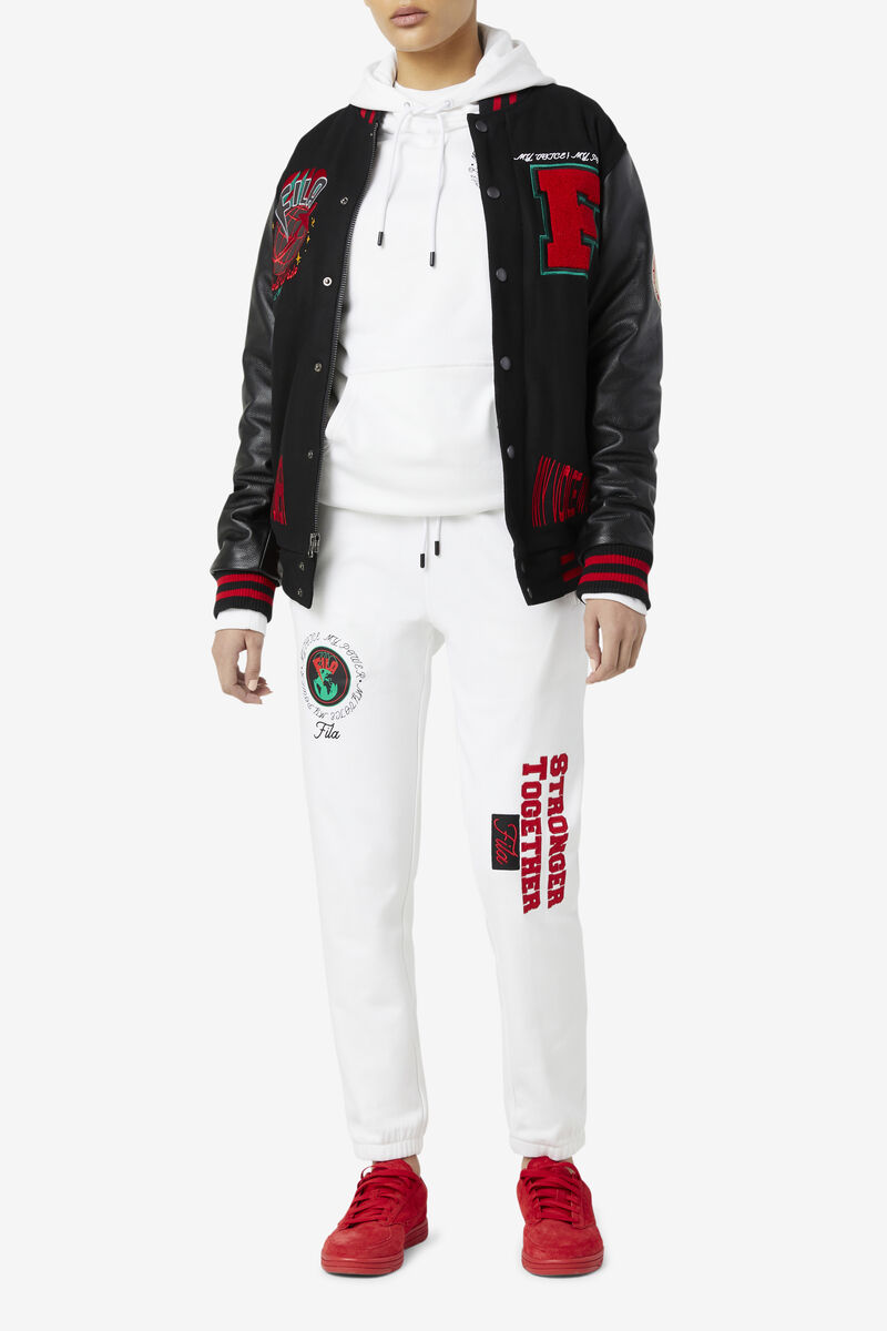 Men's Fila Raddix Varsity Jacket Jackets Black / Red / Green | 7eLfdSQOvla