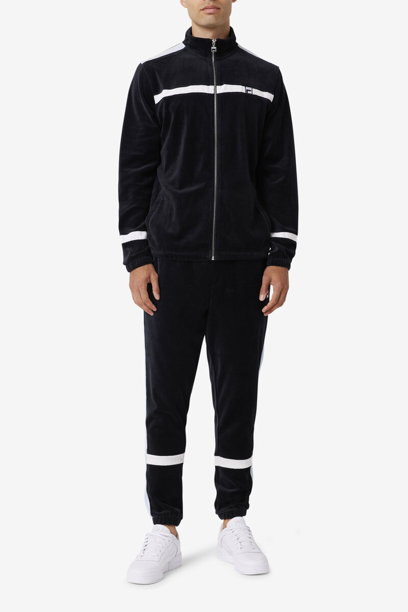 Men's Fila Ravid Velour Jacket Jackets Black / White | JB3D29DXnQ3