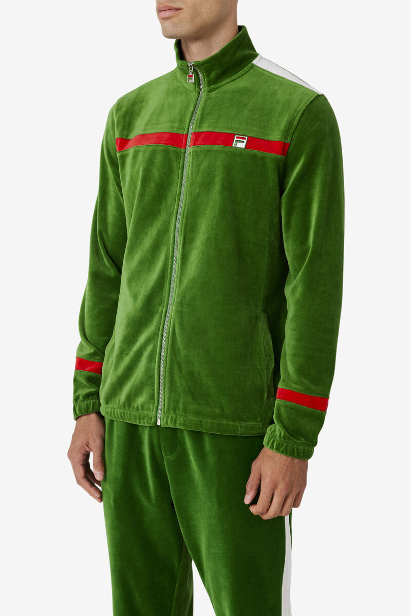 Men's Fila Ravid Velour Jacket Jackets White / Red | f1OUNNPazKo