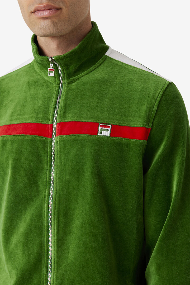 Men's Fila Ravid Velour Jacket Jackets White / Red | f1OUNNPazKo
