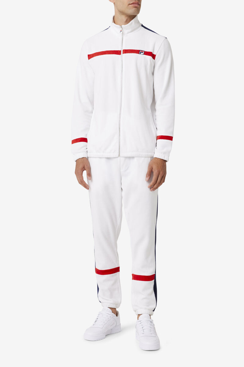 Men's Fila Ravid Velour Jacket Jackets White / Red / Navy | qGSszqfi28v
