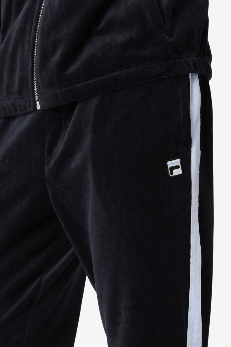 Men's Fila Ravid Velour Pant Pants Black / White | xqdDyKcDann