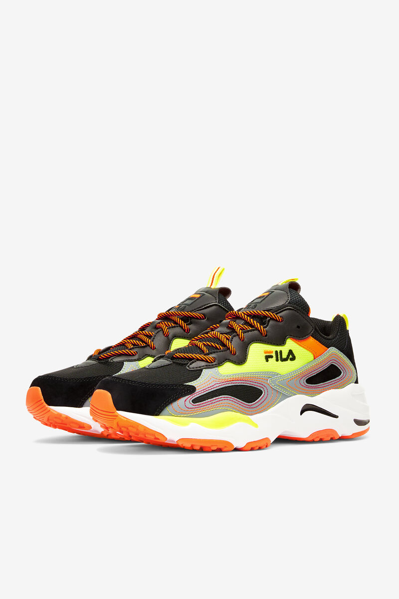 Men's Fila Ray Tracer Stitch Walking Shoes Black / Orange | pZHmVI6e7gb