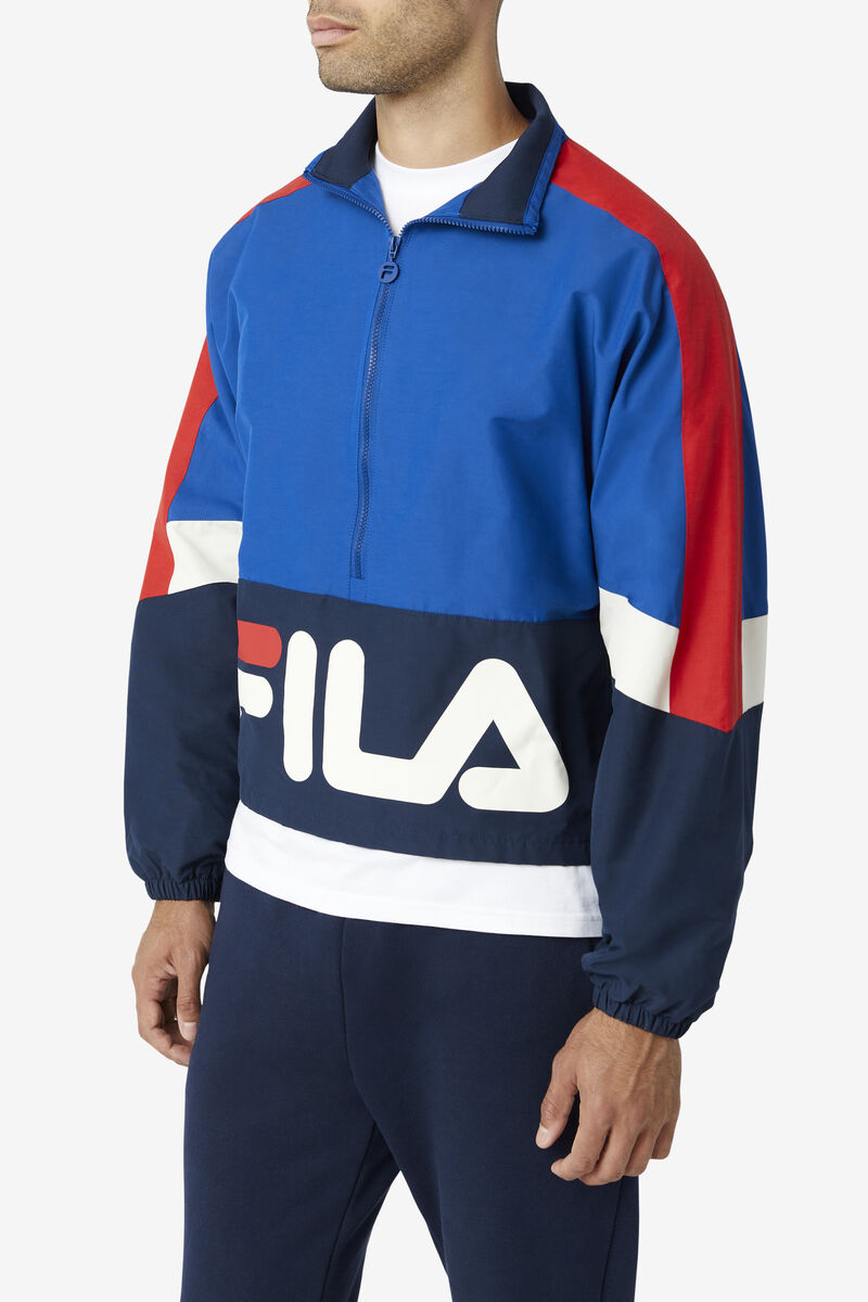 Men's Fila Reid Track Jacket Tracksuits Blue / Navy / Red | H3dGpSBHEpg