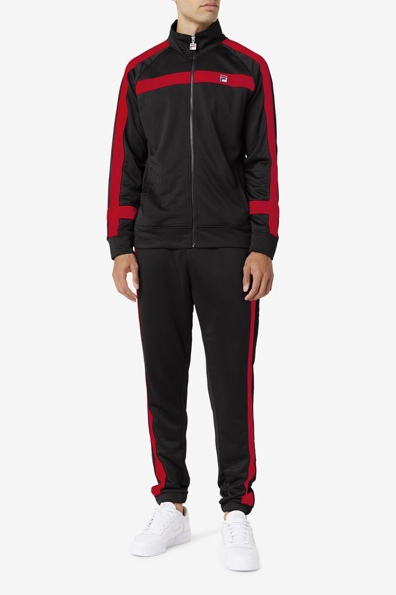 Men's Fila Renzo Pant Pants Black / Red | QJUzbFtZ1Nh