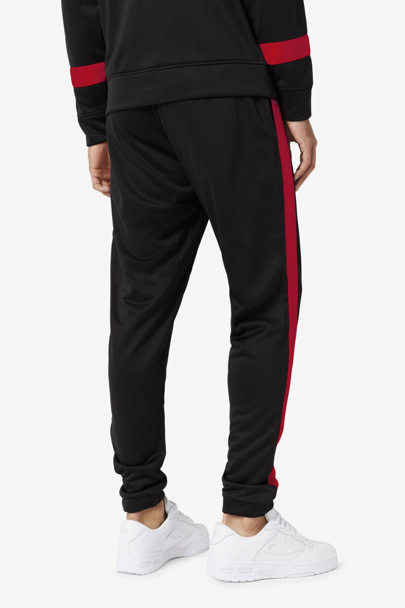 Men's Fila Renzo Pant Pants Black / Red | QJUzbFtZ1Nh