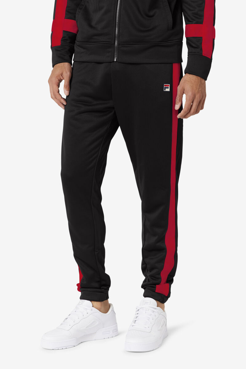 Men's Fila Renzo Pant Pants Black / Red | QJUzbFtZ1Nh