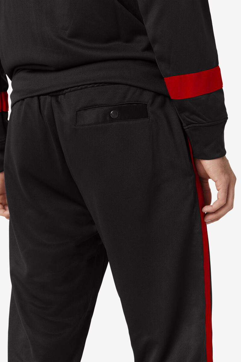 Men's Fila Renzo Pant Pants Black / Red | QJUzbFtZ1Nh