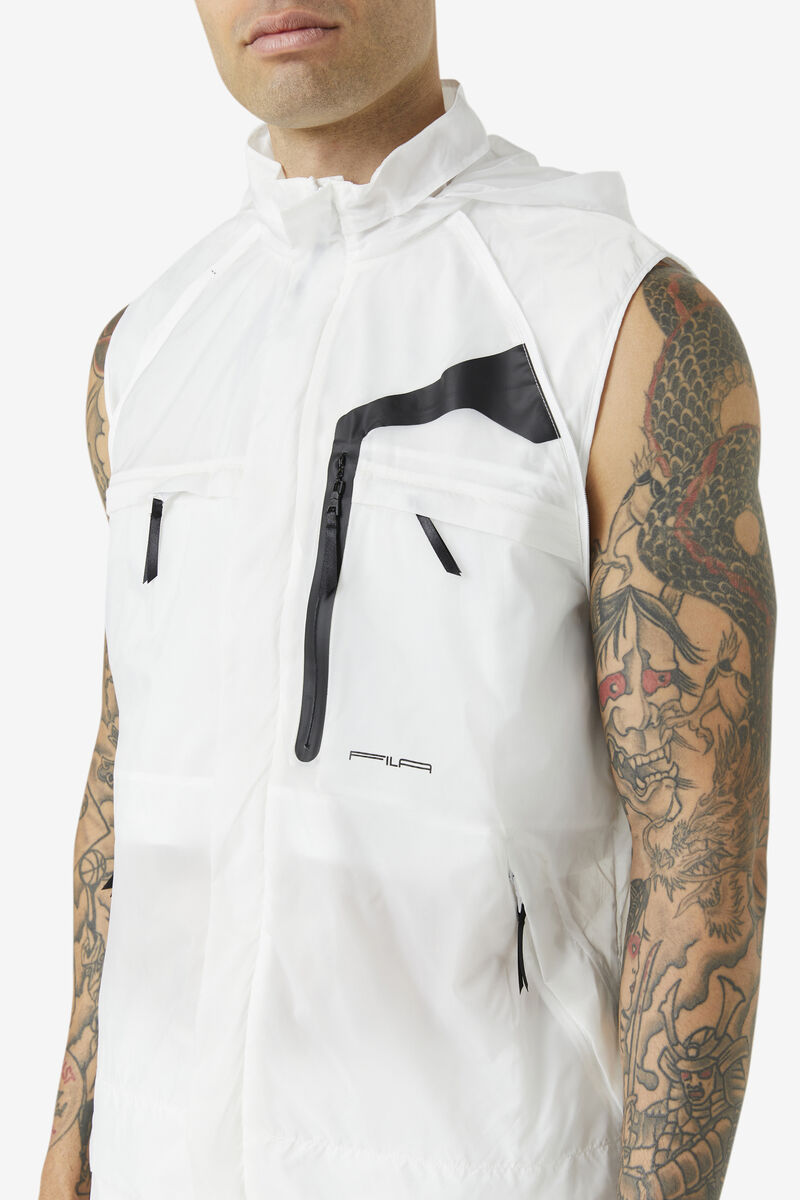 Men's Fila Rigel Windbreaker Tracksuits White / Black | JJFDcob3Y2n