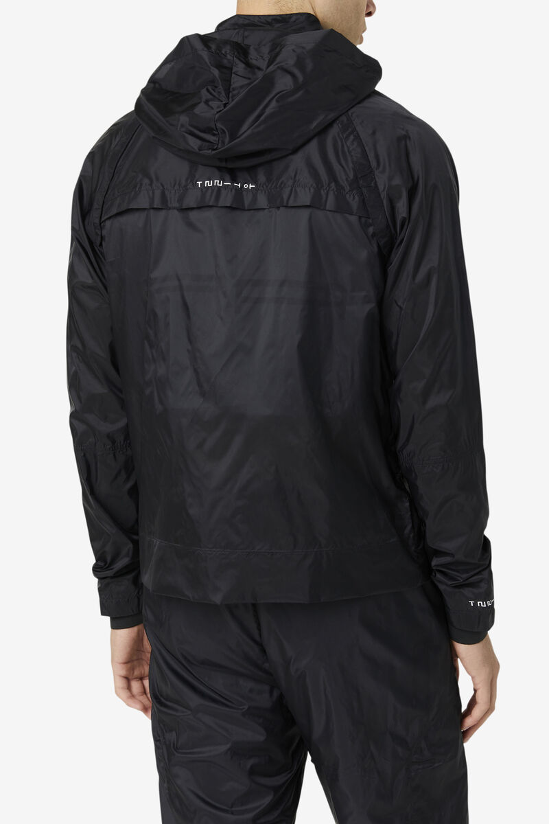 Men's Fila Rigel Windbreaker Tracksuits Black / White / White | nY4noBek3JT