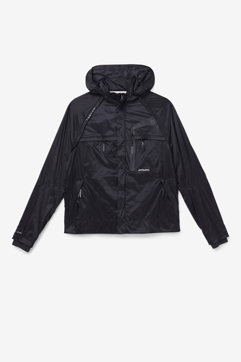 Men\'s Fila Rigel Windbreaker Tracksuits Black / White / White | nY4noBek3JT