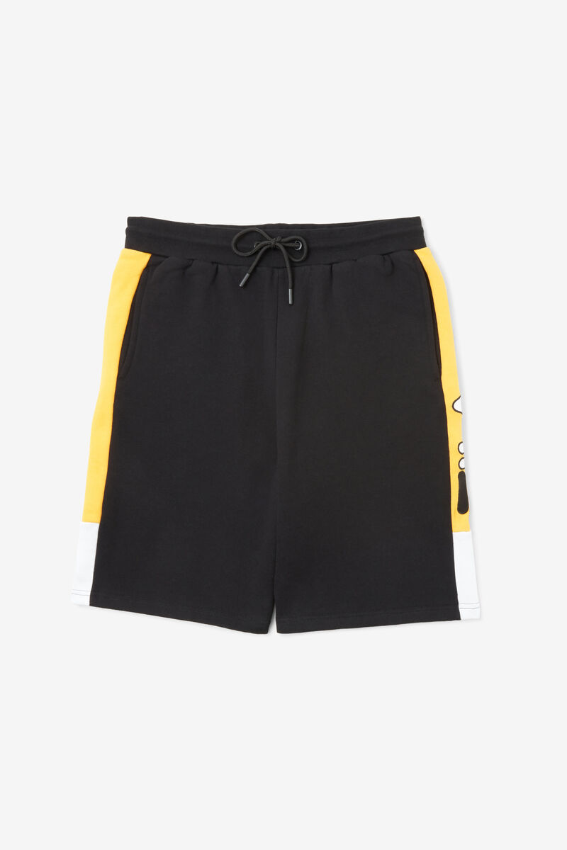 Men\'s Fila Roy Short Shorts Black / Yellow / White | 62hhrbPROwl