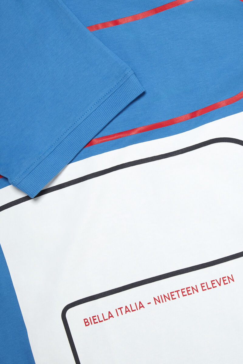 Men's Fila Salza T Shirts Blue Light Turquoise / White / Red / Black | 6tGJO4anFlr