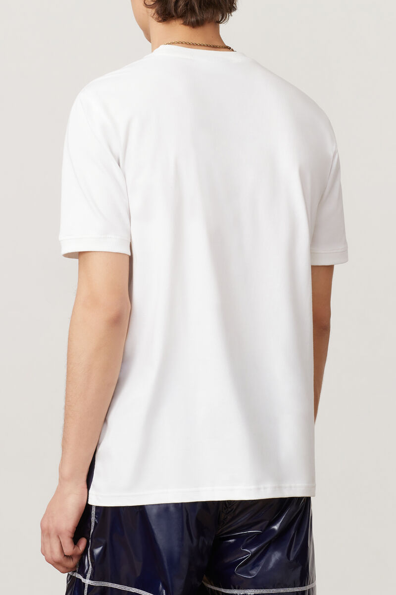 Men's Fila Salza T Shirts White / Navy / Red | mDTvkwcoYD3