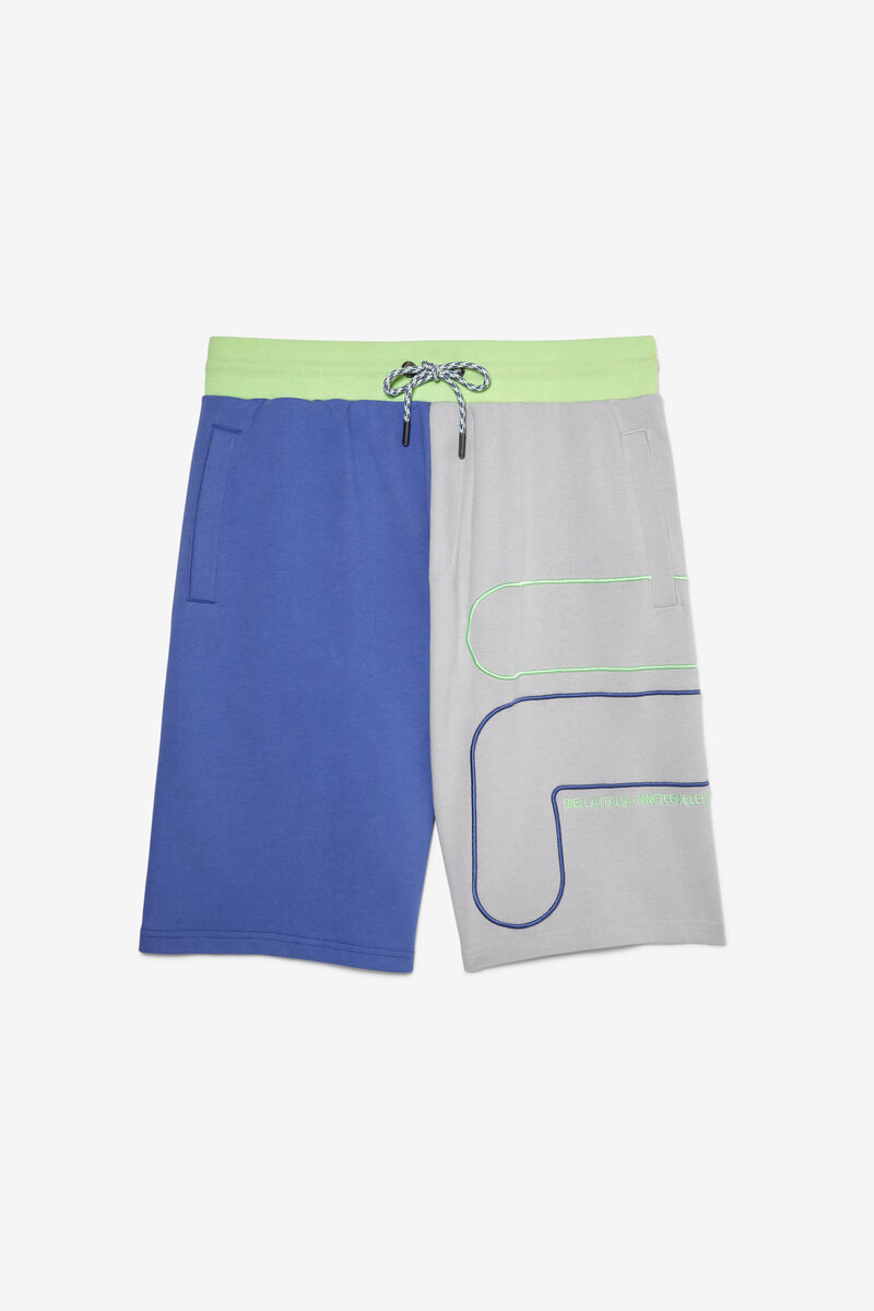 Men\'s Fila Sami Short Shorts Grey / Blue / Green | iMVCl2ALCEe