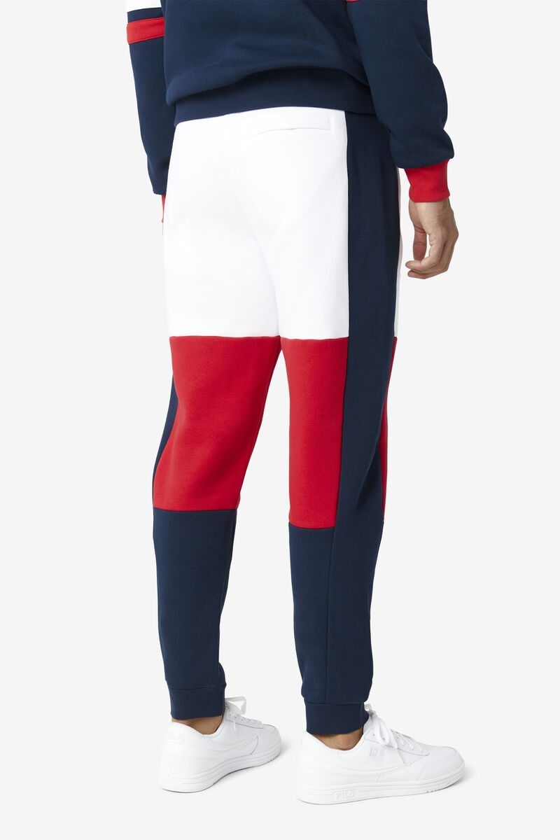 Men's Fila Sander Pant Pants White / Red / Navy | n2mb1ZvFM2V