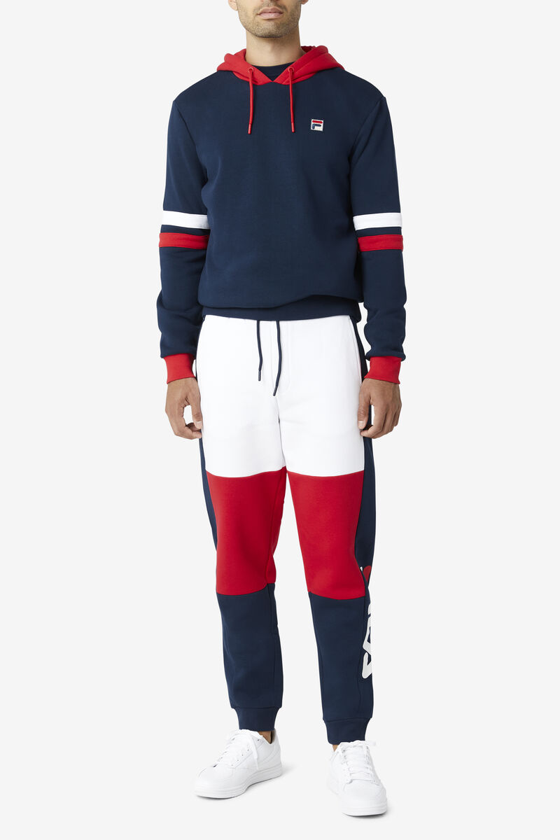 Men's Fila Sander Pant Pants White / Red / Navy | n2mb1ZvFM2V
