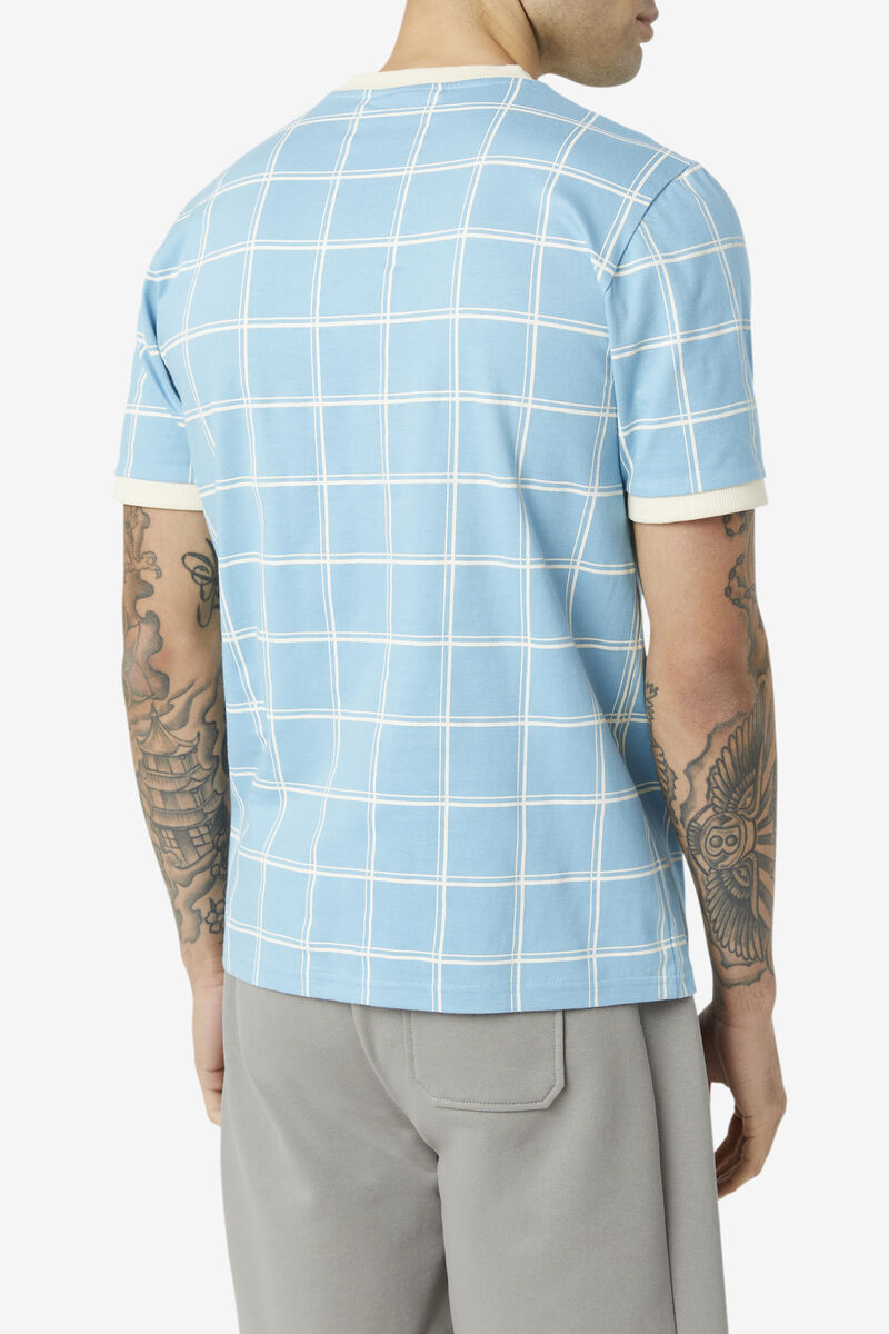 Men's Fila Slate Ringer T Shirts Blue | rvb2d3nInXq