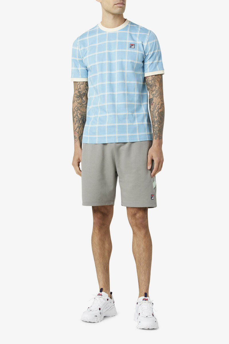 Men's Fila Slate Ringer T Shirts Blue | rvb2d3nInXq