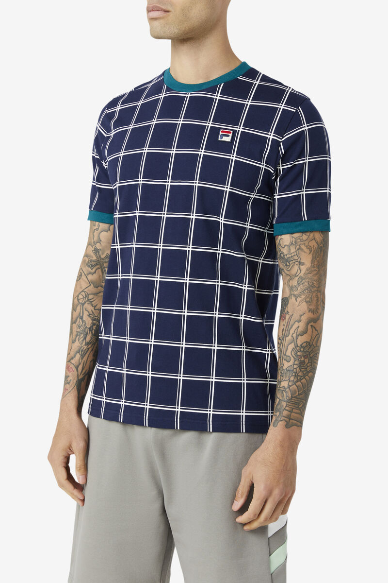 Men's Fila Slate Ringer T Shirts Navy / White | 7Ej9mSFPmhl
