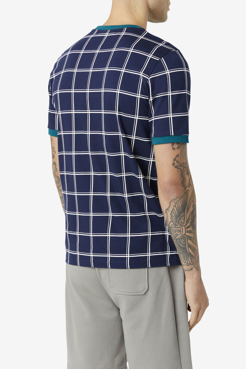 Men's Fila Slate Ringer T Shirts Navy / White | 7Ej9mSFPmhl