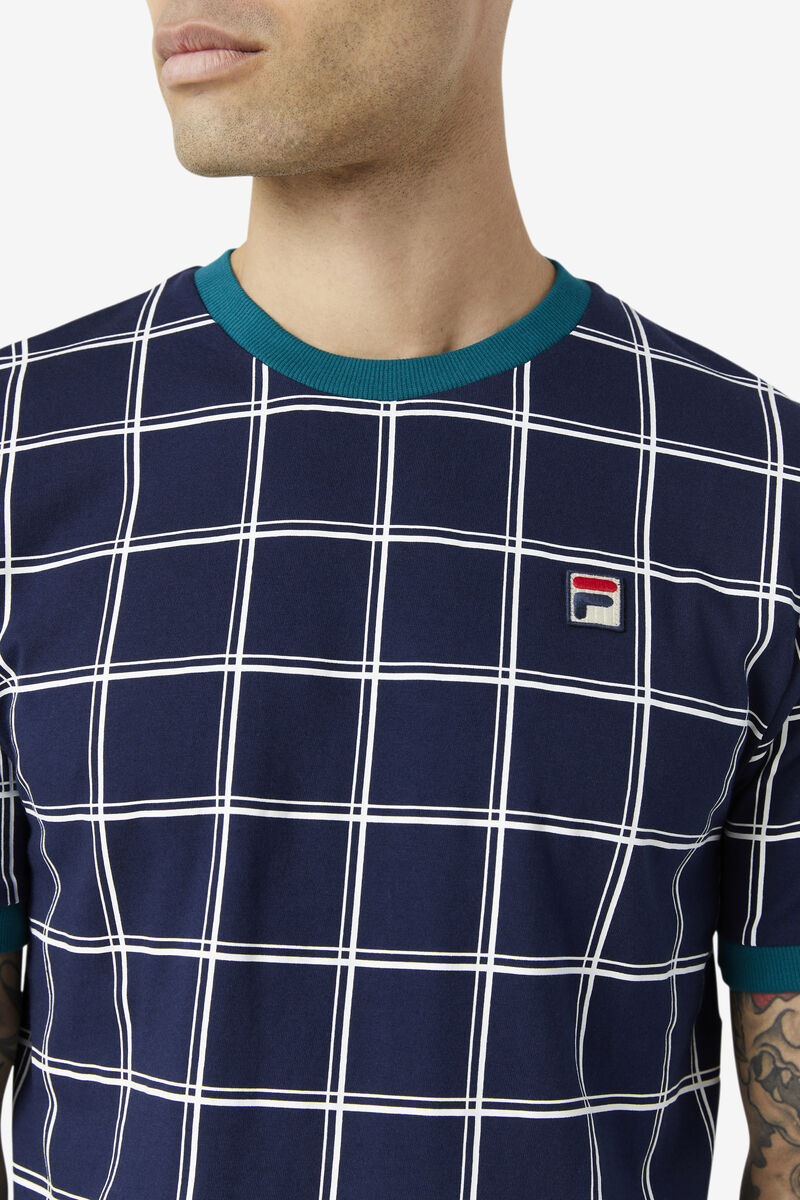 Men's Fila Slate Ringer T Shirts Navy / White | 7Ej9mSFPmhl
