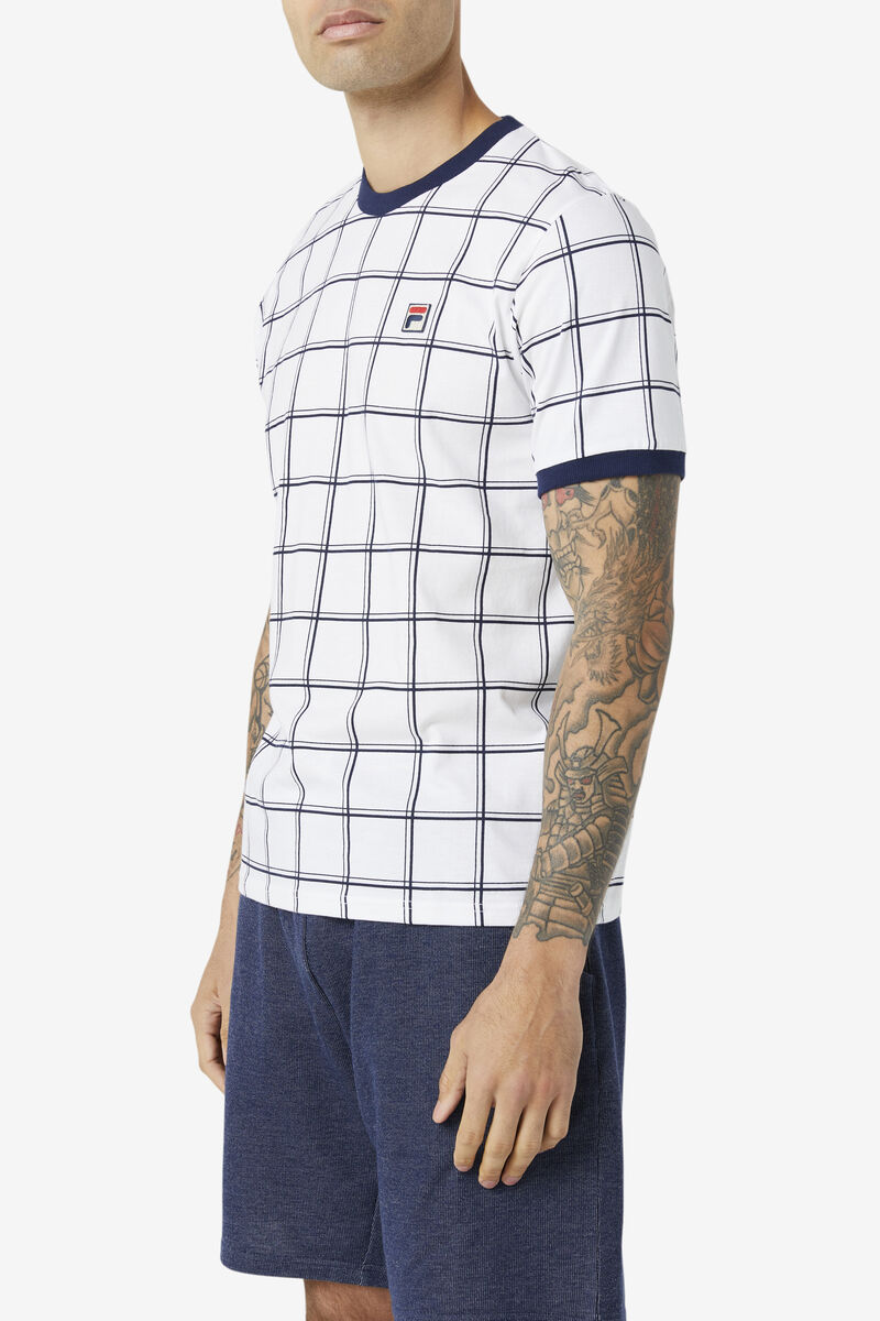 Men's Fila Slate Ringer T Shirts White | uGaTkY5VOoV
