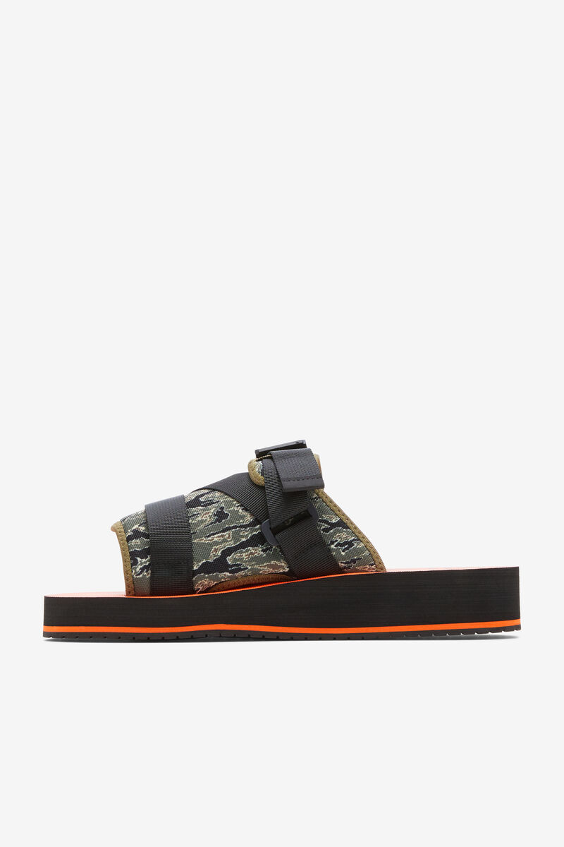 Men's Fila Sol-slide V2 Camo Slides Black / Olive | 7pf4hEViMPG