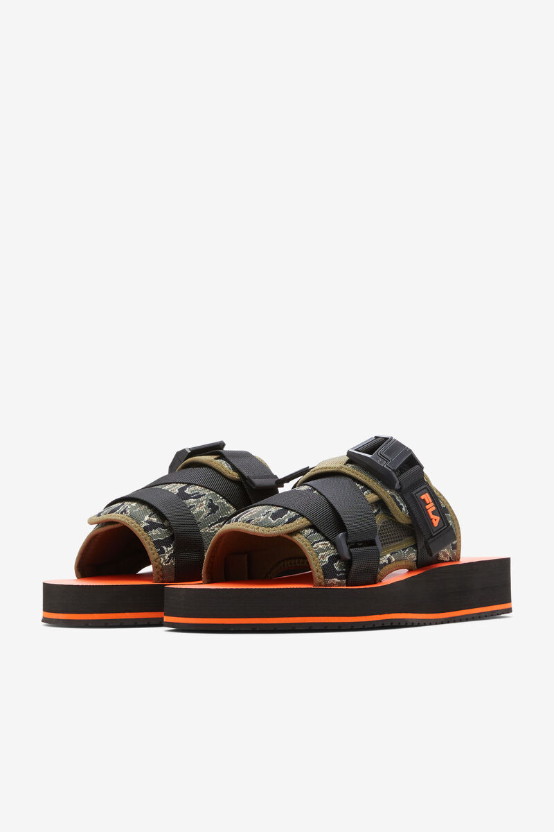 Men's Fila Sol-slide V2 Camo Slides Black / Olive | 7pf4hEViMPG